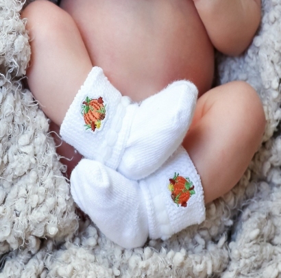 Fall Pumpkin Newborn Socks for Hospitals, Nurseries, L&D & Maternity
