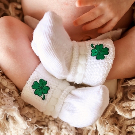 St. Patricks Newborn Socks for Hospitals, Nurseries, L&D & Maternity