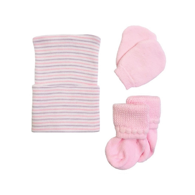 Baby girl hat and mittens on sale