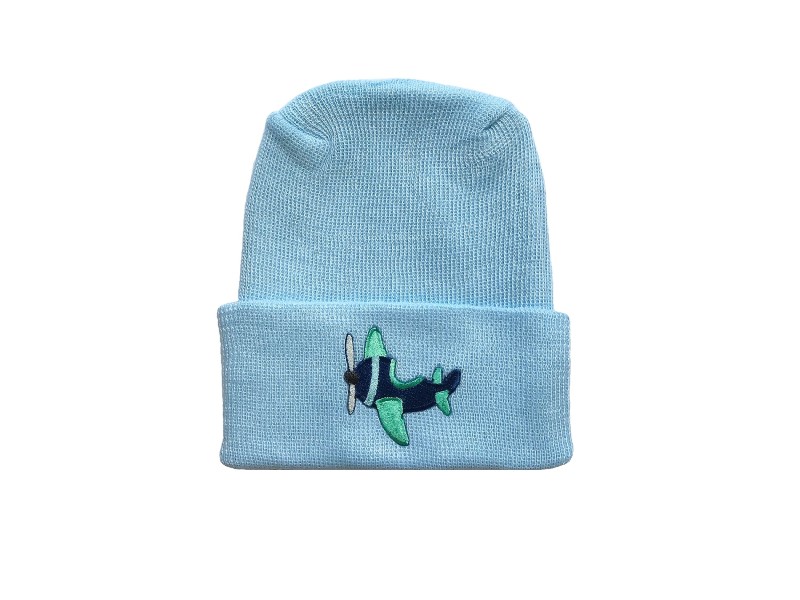 Newborn Baby Boy Blue Airplane Hospital Hat