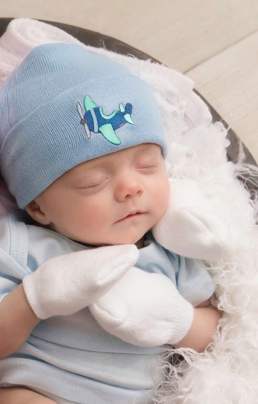 Newborn Baby Boy Blue Airplane Hospital Hat