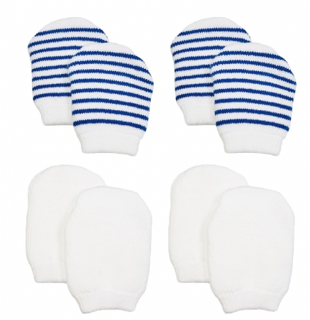 Navy & White Newborn Baby Boy Mitten Set