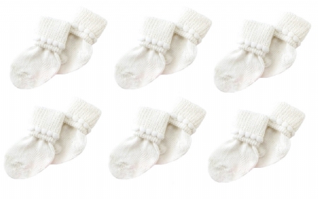 6 Pack of Cotton Unisex Baby Socks (3-6 Months)