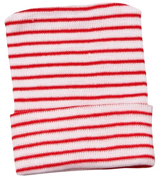Red & White Single-Ply Newborn Hospital Hat #BC-620RW