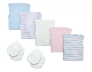 Newborn Unisex Hospital Hat & Mitten Set