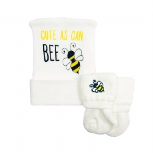 Newborn Baby Cute As Can BEE Hat & Sock Set