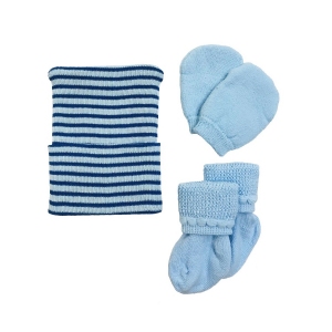Newborn Baby Boy Hospital Hat, Cotton Socks, and Scratch Guard Mittens