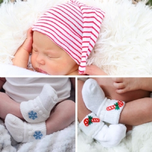 Newborn Elf Cap & Holiday Sock Set #BCSK-ELF